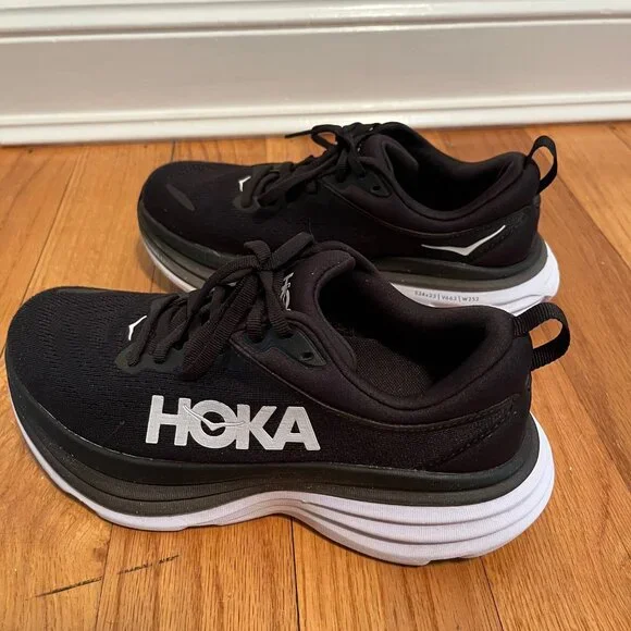 Hoka Bondi 8 Black and White - Picture 2 of 7